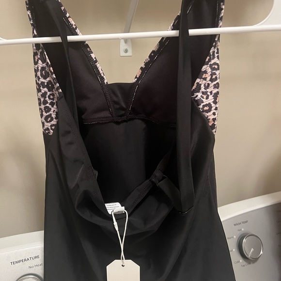 New tankini top very cute black with leopard print trim - Picture 2 of 9
